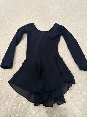 Arshiner Girls Black Ballet Dance Dress Criss Cross Back Long Sleeve Size 5/6